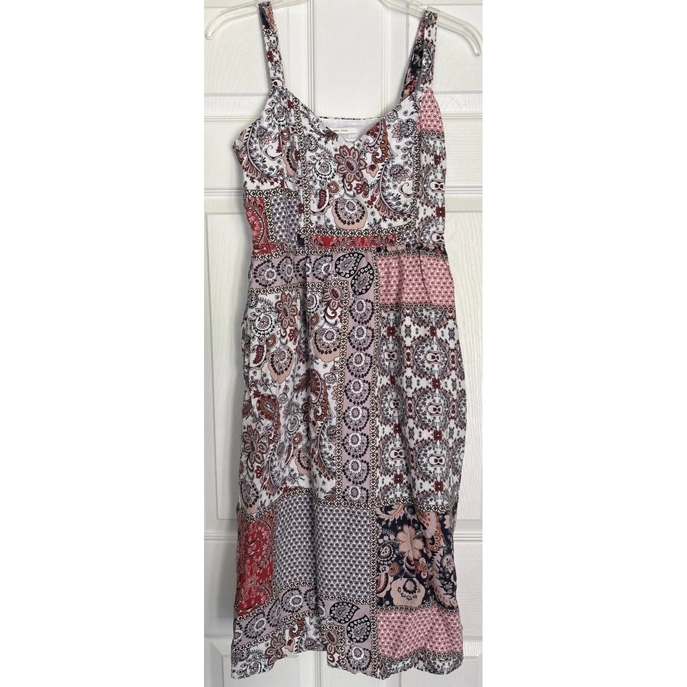 Rachel Zoe 4 Linen Patchwork Sleeveless Dress Paisley Floral Pockets Midi Boho